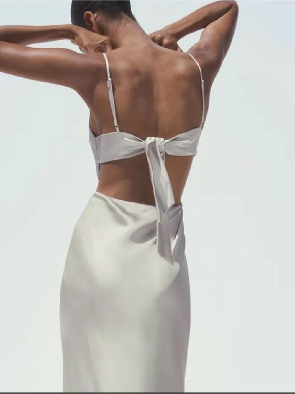 ZARA SATIN WRAP DRESS LIGHT GRAY - Picture 4 of 8